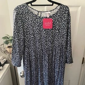 3/4 sleeve blue maternity dress